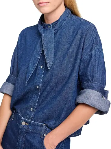 TWP Women's Tie One On Denim Shirt - Dark Stone | Thumbnail 4 TWP Women's Tie One On Denim Shirt - Dark Stone | Thumbnail 4