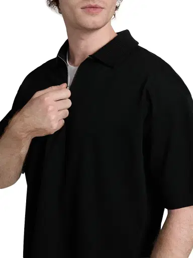 Frame Men's Knit Quarter-Zip Polo Shirt - Black - Size XL | Thumbnail 6 Frame Men's Knit Quarter-Zip Polo Shirt - Black - Size XL | Thumbnail 6