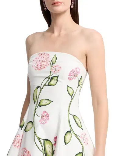 Oscar de la Renta Women's Porcelain Floral Strapless Cocktail Dress - Pink White | Thumbnail 6 Oscar de la Renta Women's Porcelain Floral Strapless Cocktail Dress - Pink White | Thumbnail 6