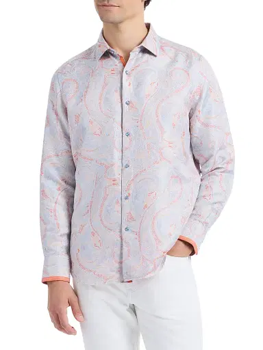 Robert Graham Men's Paisley Woven Button-Front Shirt - Orange | Thumbnail 4 Robert Graham Men's Paisley Woven Button-Front Shirt - Orange | Thumbnail 4