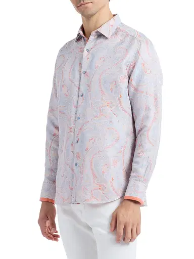 Robert Graham Men's Paisley Woven Button-Front Shirt - Orange | Thumbnail 5 Robert Graham Men's Paisley Woven Button-Front Shirt - Orange | Thumbnail 5