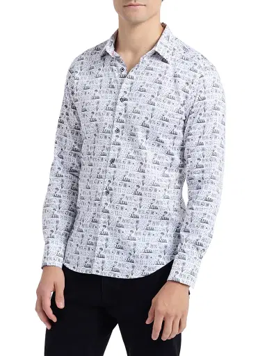 Robert Graham Men's 52 Pick Up Printed Stretch-Cotton Shirt - White | Thumbnail 4 Robert Graham Men's 52 Pick Up Printed Stretch-Cotton Shirt - White | Thumbnail 4