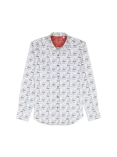 Robert Graham Men's 52 Pick Up Printed Stretch-Cotton Shirt - White | Thumbnail 1 Robert Graham Men's 52 Pick Up Printed Stretch-Cotton Shirt - White | Thumbnail 1
