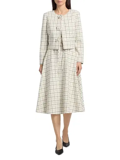 Milly Women's Mika Plaid Jacket - White Black | Thumbnail 2 Milly Women's Mika Plaid Jacket - White Black | Thumbnail 2