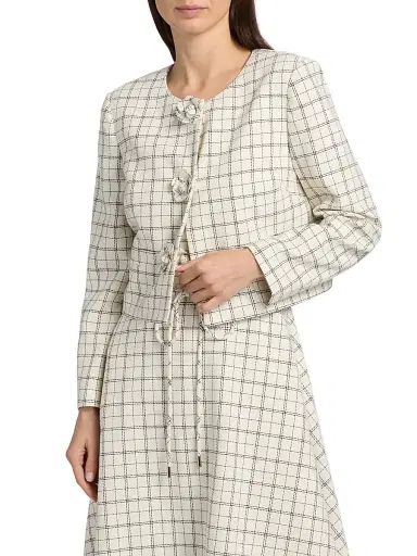 Milly Women's Mika Plaid Jacket - White Black | Thumbnail 3 Milly Women's Mika Plaid Jacket - White Black | Thumbnail 3
