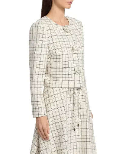 Milly Women's Mika Plaid Jacket - White Black | Thumbnail 4 Milly Women's Mika Plaid Jacket - White Black | Thumbnail 4