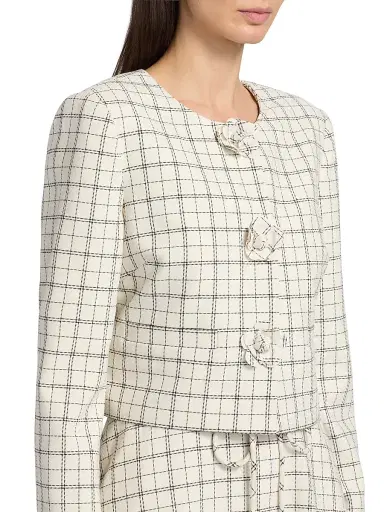 Milly Women's Mika Plaid Jacket - White Black | Thumbnail 6 Milly Women's Mika Plaid Jacket - White Black | Thumbnail 6