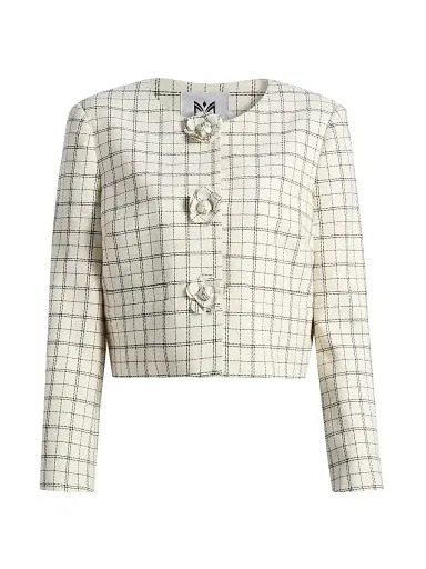 Milly Women's Mika Plaid Jacket - White Black | Thumbnail 1 Milly Women's Mika Plaid Jacket - White Black | Thumbnail 1