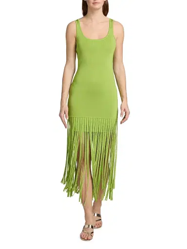Toccin Women's Roxanne Fringed Maxi-Dress - Lime | Thumbnail 2 Toccin Women's Roxanne Fringed Maxi-Dress - Lime | Thumbnail 2