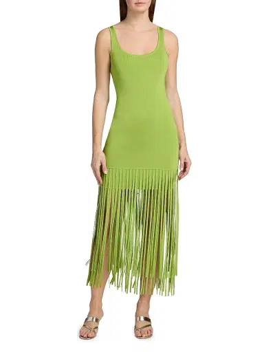 Toccin Women's Roxanne Fringed Maxi-Dress - Lime | Thumbnail 3 Toccin Women's Roxanne Fringed Maxi-Dress - Lime | Thumbnail 3