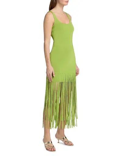 Toccin Women's Roxanne Fringed Maxi-Dress - Lime | Thumbnail 4 Toccin Women's Roxanne Fringed Maxi-Dress - Lime | Thumbnail 4