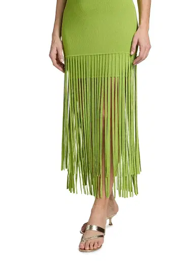 Toccin Women's Roxanne Fringed Maxi-Dress - Lime | Thumbnail 6 Toccin Women's Roxanne Fringed Maxi-Dress - Lime | Thumbnail 6