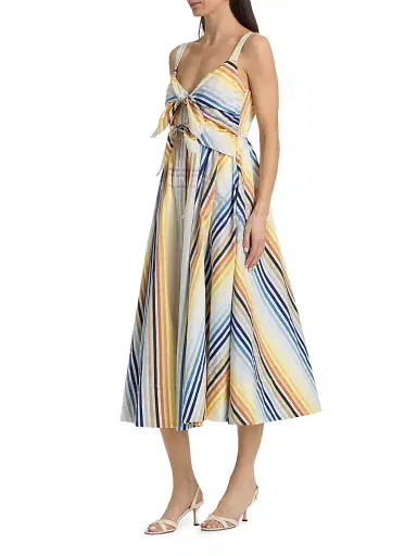 Toccin Women's Wren Striped Double-Tie Cotton Midi-Dress - Sunset | Thumbnail 4 Toccin Women's Wren Striped Double-Tie Cotton Midi-Dress - Sunset | Thumbnail 4