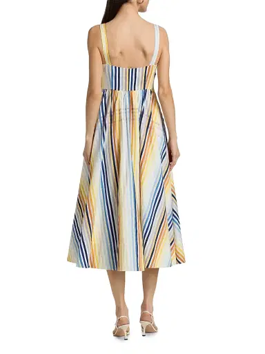 Toccin Women's Wren Striped Double-Tie Cotton Midi-Dress - Sunset | Thumbnail 5 Toccin Women's Wren Striped Double-Tie Cotton Midi-Dress - Sunset | Thumbnail 5