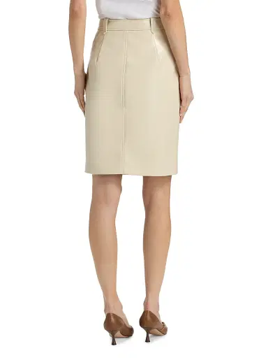 Toccin Women's Noelle Patent Faux-Leather Knee-Length Pencil Skirt - Almond | Thumbnail 5 Toccin Women's Noelle Patent Faux-Leather Knee-Length Pencil Skirt - Almond | Thumbnail 5