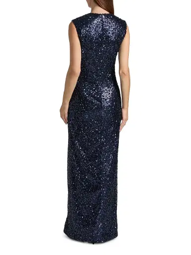 Atelier Prabal Gurung Women's Eva Sequined V-Neck Sheath Gown - Midnight | Thumbnail 5 Atelier Prabal Gurung Women's Eva Sequined V-Neck Sheath Gown - Midnight | Thumbnail 5