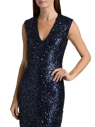 Atelier Prabal Gurung Women's Eva Sequined V-Neck Sheath Gown - Midnight | Thumbnail 6 Atelier Prabal Gurung Women's Eva Sequined V-Neck Sheath Gown - Midnight | Thumbnail 6