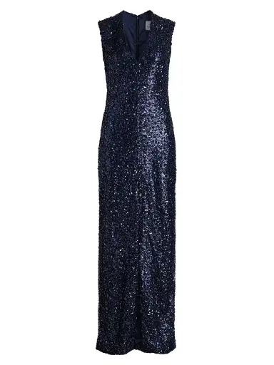 Atelier Prabal Gurung Women's Eva Sequined V-Neck Sheath Gown - Midnight | Thumbnail 1 Atelier Prabal Gurung Women's Eva Sequined V-Neck Sheath Gown - Midnight | Thumbnail 1