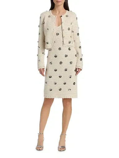 Toccin Women's Verona Sequin-Embellished Cotton Cardigan - Papayrus Silver | Thumbnail 2 Toccin Women's Verona Sequin-Embellished Cotton Cardigan - Papayrus Silver | Thumbnail 2