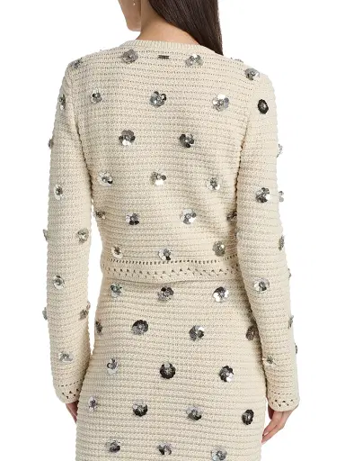 Toccin Women's Verona Sequin-Embellished Cotton Cardigan - Papayrus Silver | Thumbnail 5 Toccin Women's Verona Sequin-Embellished Cotton Cardigan - Papayrus Silver | Thumbnail 5