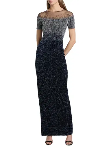 PAMELLA ROLAND Women's Signature Sequined Gown - Silver Navy - Size 12 | Thumbnail 2 PAMELLA ROLAND Women's Signature Sequined Gown - Silver Navy - Size 12 | Thumbnail 2