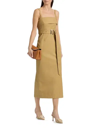 Toccin Women's Theodora Belted Cotton Midi-Dress - Biscotti | Thumbnail 2 Toccin Women's Theodora Belted Cotton Midi-Dress - Biscotti | Thumbnail 2