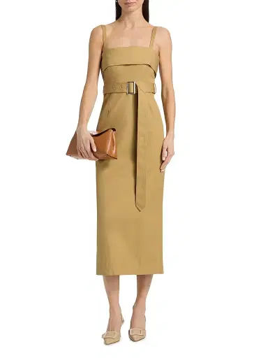 Toccin Women's Theodora Belted Cotton Midi-Dress - Biscotti | Thumbnail 3 Toccin Women's Theodora Belted Cotton Midi-Dress - Biscotti | Thumbnail 3
