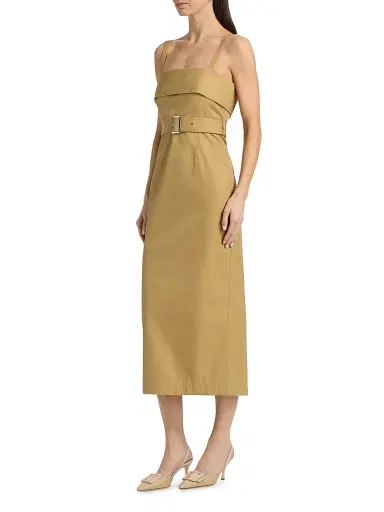 Toccin Women's Theodora Belted Cotton Midi-Dress - Biscotti | Thumbnail 4 Toccin Women's Theodora Belted Cotton Midi-Dress - Biscotti | Thumbnail 4