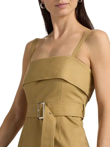Toccin Women's Theodora Belted Cotton Midi-Dress - Biscotti | Thumbnail 6 Toccin Women's Theodora Belted Cotton Midi-Dress - Biscotti | Thumbnail 6