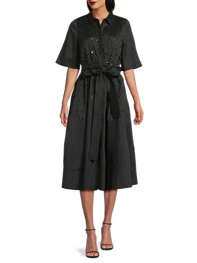 Ungaro Women's Kace Sequin-Embellished Midi-Shirtdress - Black - Size XS | Thumbnail 2 Ungaro Women's Kace Sequin-Embellished Midi-Shirtdress - Black - Size XS | Thumbnail 2