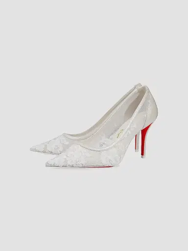 Christian Louboutin Women's Miss Z Mesh 80MM Mesh and Nappa Leather Pumps - Bianco | Thumbnail 2 Christian Louboutin Women's Miss Z Mesh 80MM Mesh and Nappa Leather Pumps - Bianco | Thumbnail 2