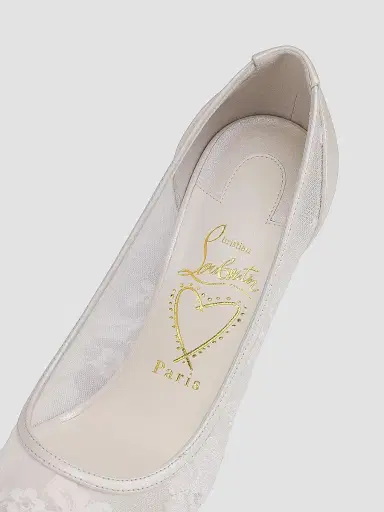 Christian Louboutin Women's Miss Z Mesh 80MM Mesh and Nappa Leather Pumps - Bianco | Thumbnail 4 Christian Louboutin Women's Miss Z Mesh 80MM Mesh and Nappa Leather Pumps - Bianco | Thumbnail 4