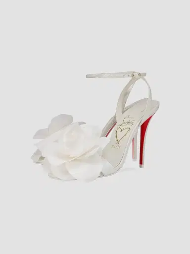Christian Louboutin Women's Miss Z Flora 100MM Leather Sandals - Bianco | Thumbnail 2 Christian Louboutin Women's Miss Z Flora 100MM Leather Sandals - Bianco | Thumbnail 2