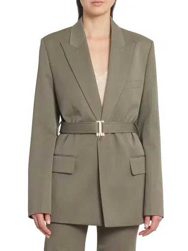 Victoria Beckham Women's Wool-Blend Belted Single-Breasted Jacket - Sage Melange - Size 4 | Thumbnail 3 Victoria Beckham Women's Wool-Blend Belted Single-Breasted Jacket - Sage Melange - Size 4 | Thumbnail 3