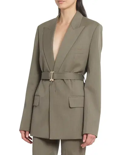 Victoria Beckham Women's Wool-Blend Belted Single-Breasted Jacket - Sage Melange - Size 4 | Thumbnail 4 Victoria Beckham Women's Wool-Blend Belted Single-Breasted Jacket - Sage Melange - Size 4 | Thumbnail 4
