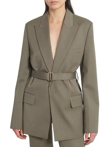 Victoria Beckham Women's Wool-Blend Belted Single-Breasted Jacket - Sage Melange - Size 4 | Thumbnail 6 Victoria Beckham Women's Wool-Blend Belted Single-Breasted Jacket - Sage Melange - Size 4 | Thumbnail 6