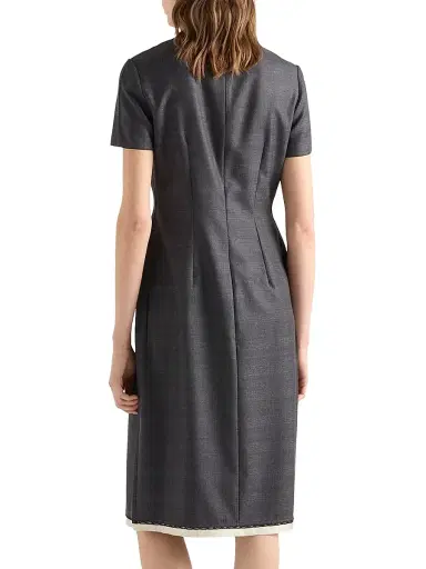 Prada Women's Checked Wool Dress - Grey | Thumbnail 3 Prada Women's Checked Wool Dress - Grey | Thumbnail 3