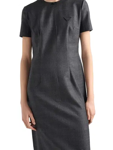 Prada Women's Checked Wool Dress - Grey | Thumbnail 4 Prada Women's Checked Wool Dress - Grey | Thumbnail 4