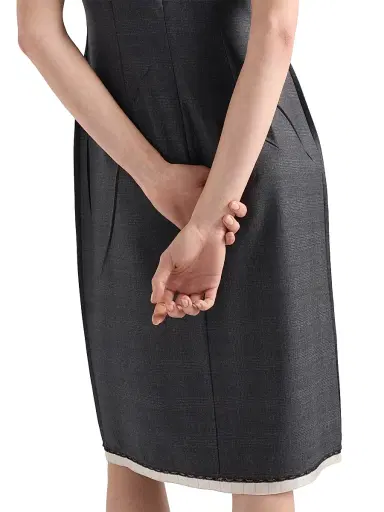 Prada Women's Checked Wool Dress - Grey | Thumbnail 5 Prada Women's Checked Wool Dress - Grey | Thumbnail 5