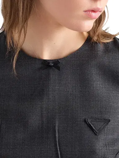 Prada Women's Checked Wool Dress - Grey | Thumbnail 6 Prada Women's Checked Wool Dress - Grey | Thumbnail 6