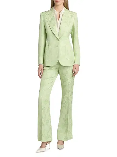 Etro Women's Paisley Jacquard Two-Button Blazer - Verde Mare Pastello | Thumbnail 2 Etro Women's Paisley Jacquard Two-Button Blazer - Verde Mare Pastello | Thumbnail 2