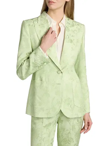 Etro Women's Paisley Jacquard Two-Button Blazer - Verde Mare Pastello | Thumbnail 3 Etro Women's Paisley Jacquard Two-Button Blazer - Verde Mare Pastello | Thumbnail 3