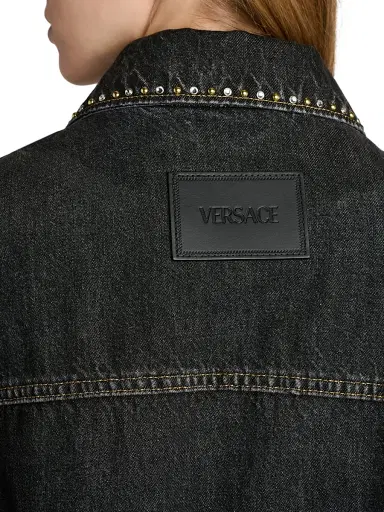 Versace Women's Studded Stone-Washed Denim Jacket - Black | Thumbnail 6 Versace Women's Studded Stone-Washed Denim Jacket - Black | Thumbnail 6