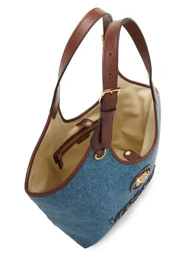 Versace Women's Medusa Logo Denim Tote Bag - Denim Vintage Brown Gold | Thumbnail 3 Versace Women's Medusa Logo Denim Tote Bag - Denim Vintage Brown Gold | Thumbnail 3