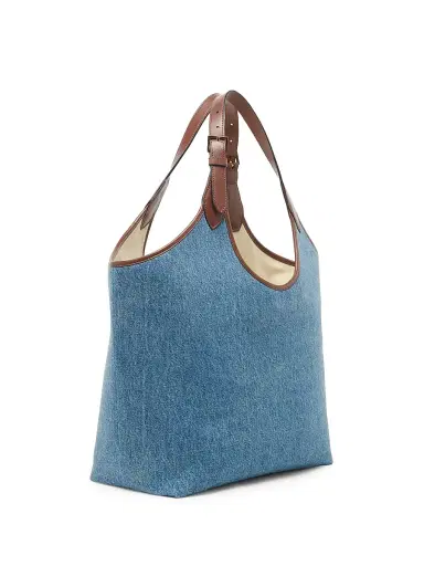 Versace Women's Medusa Logo Denim Tote Bag - Denim Vintage Brown Gold | Thumbnail 5 Versace Women's Medusa Logo Denim Tote Bag - Denim Vintage Brown Gold | Thumbnail 5