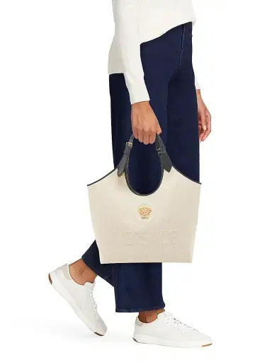 Versace Women's Medusa Cotton Tote Bag - Rope Black Gold | Thumbnail 6 Versace Women's Medusa Cotton Tote Bag - Rope Black Gold | Thumbnail 6