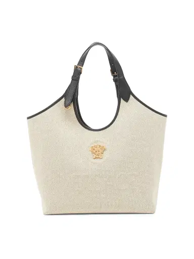 Versace Women's Medusa Cotton Tote Bag - Rope Black Gold | Thumbnail 1 Versace Women's Medusa Cotton Tote Bag - Rope Black Gold | Thumbnail 1