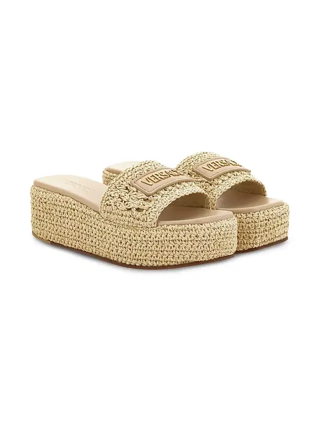 Women's 55MM Leather Espadrille Mules - Natural Ambrer Gold Women's 55MM Leather Espadrille Mules - Natural Ambrer Gold