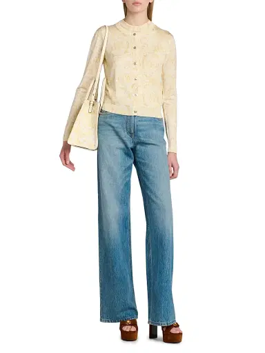 Versace Women's Barocco Silk Cardigan - Washed Out Gold | Thumbnail 2 Versace Women's Barocco Silk Cardigan - Washed Out Gold | Thumbnail 2