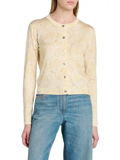 Versace Women's Barocco Silk Cardigan - Washed Out Gold | Thumbnail 3 Versace Women's Barocco Silk Cardigan - Washed Out Gold | Thumbnail 3